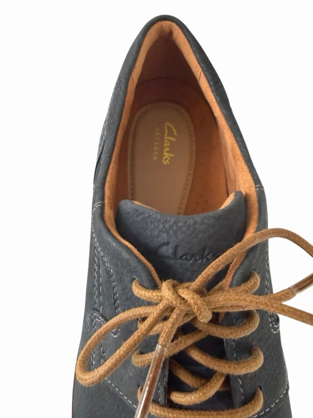 Clarks Mens Monahan Plain Navy Blue Nubuck Leather Casual Shoes 13M NWOB